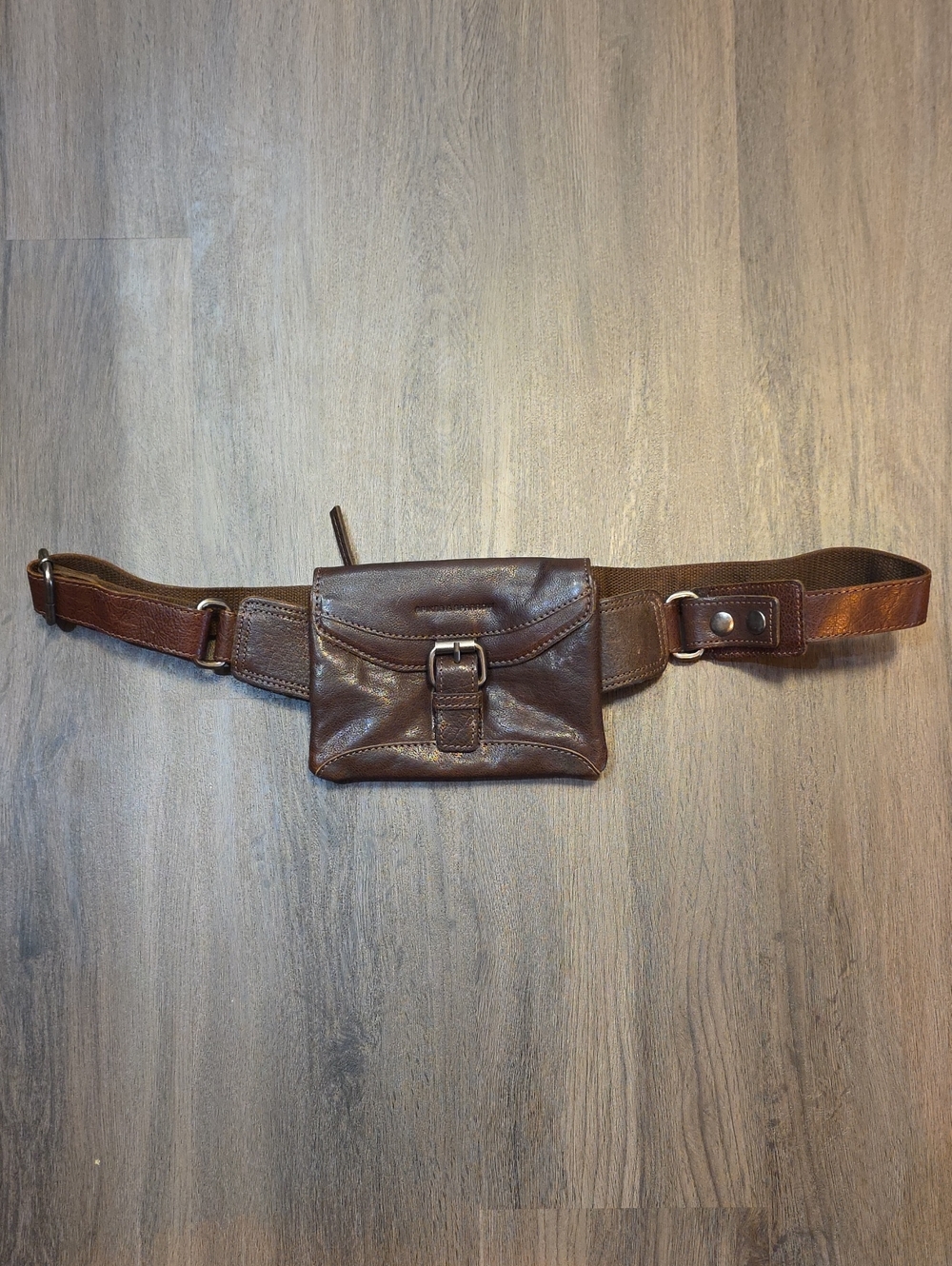 Brown Leather Belt Bag with Buckle - Picture 2 of 6